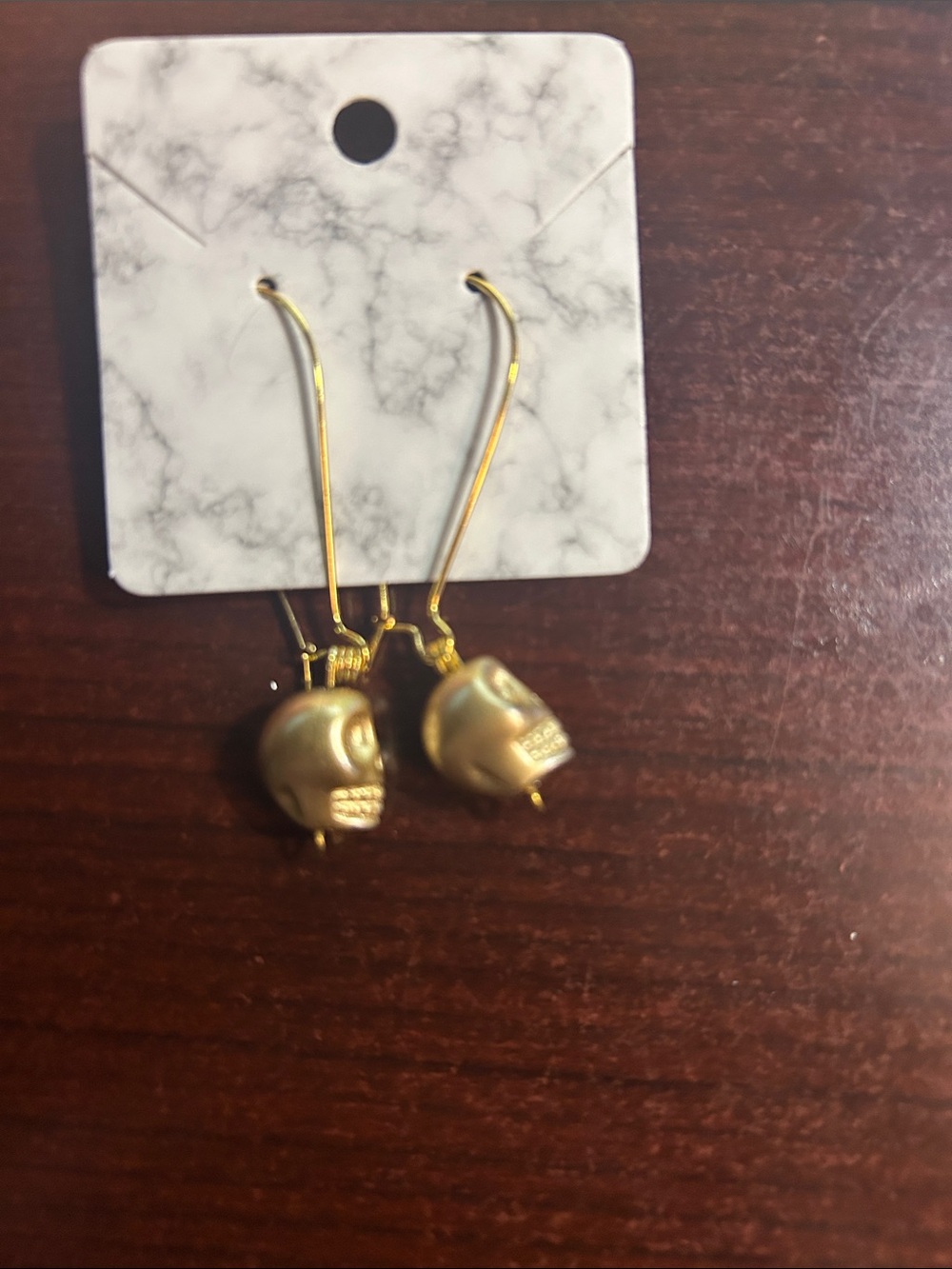 Gold Skull Drop Earrings - Women Jewelry - Picture 2 of 4